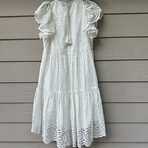 Ulla Johnson Norah Eyelet Mini Dress in White Short Sleeve Ruffle - Picture 8 of 11